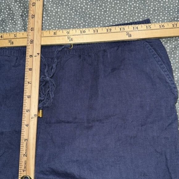 Ellen Tracy Linen Cropped Pants M Elastic Waistband - Picture 9 of 10